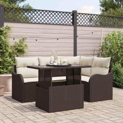 Ensemble de repas ext&eacute;rieur 5 pcs Marron Poly rotin