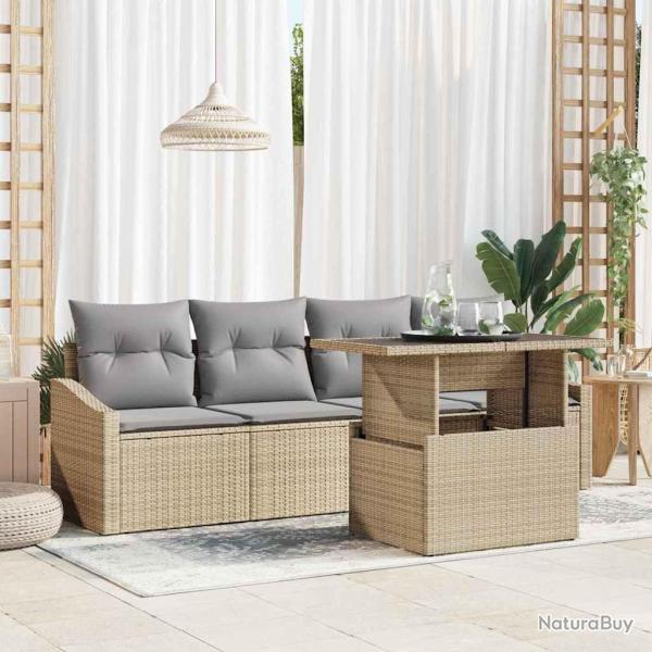 Ensemble de canap� de jardin 5 pcs beige et gris clair