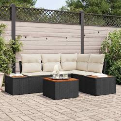 Ensemble de canap&eacute; de jardin avec coussin 5 pcs Noir Poly rotin