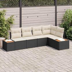 Ensemble de canap&eacute; de jardin avec coussin 5 pcs Noir Poly rotin