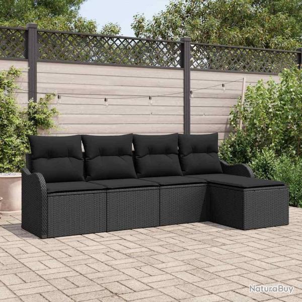 Ensemble de canap� de jardin Noir polyrotin