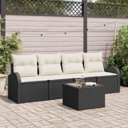 Ensemble de canap&eacute; de jardin Noir 55 x 55 x 37 cm polyrotin