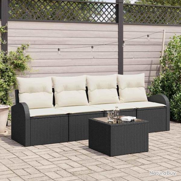 Ensemble de canap� de jardin Noir 55 x 55 x 37 cm polyrotin