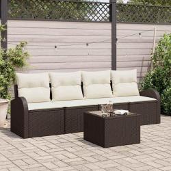 Ensemble de canap&eacute; de jardin Marron 55 x 55 x 37 cm polyrotin
