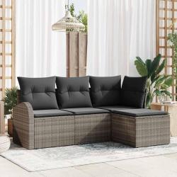 Ensemble de canap&eacute; de jardin Gris polyrotin