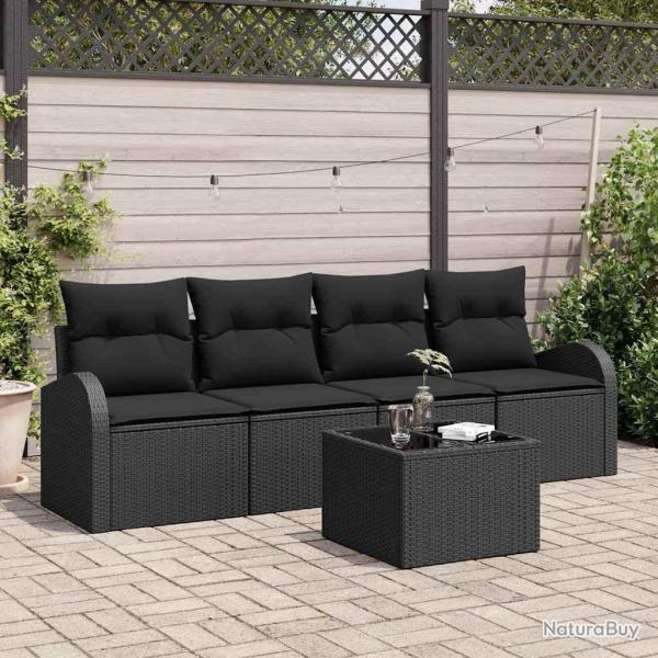 Ensemble de canap� de jardin Noir 55 x 55 x 37 cm polyrotin