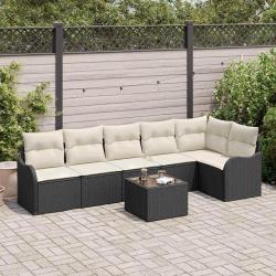 Ensemble de canap&eacute; de jardin Noir polyrotin