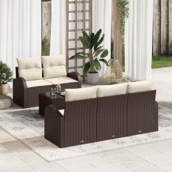 Ensemble de canap&eacute; de jardin Marron 55 x 55 x 37 cm polyrotin