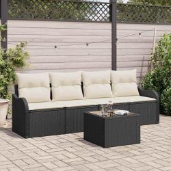 Ensemble de canap&eacute; de jardin Noir polyrotin