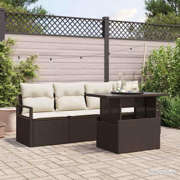 Ensemble de canap� de jardin 5 pcs Marron polyrotin