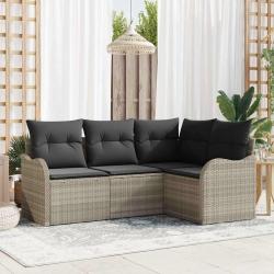 Ensemble de canap&eacute; de jardin 4 pcs Gris clair polyrotin