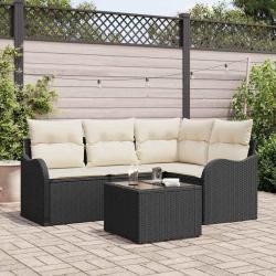 Ensemble de canap&eacute; de jardin 5 pcs Noir polyrotin