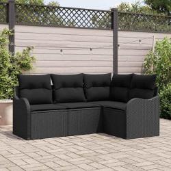 Ensemble de canap&eacute; de jardin Noir polyrotin