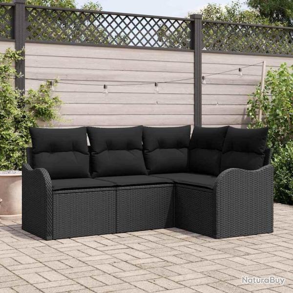 Ensemble de canap� de jardin Noir polyrotin