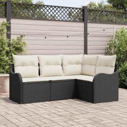 Ensemble de canap&eacute; de jardin 4 pcs Noir polyrotin