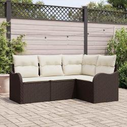 Ensemble de canap&eacute; de jardin Marron polyrotin