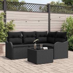 Ensemble de canap&eacute; de jardin Noir polyrotin