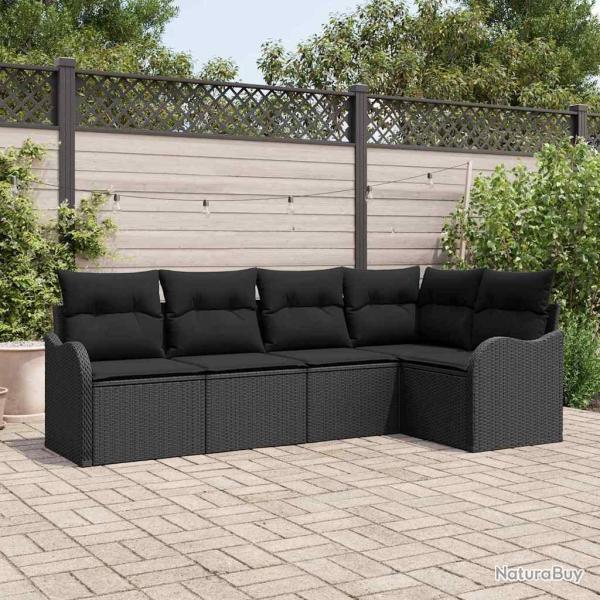 Ensemble de canap� de jardin Noir polyrotin