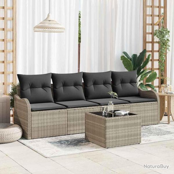 Ensemble de canap� de jardin Gris clair polyrotin