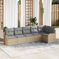 Ensemble de canap&eacute; de jardin 6 pcs Beige polyrotin
