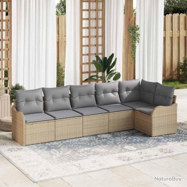 Ensemble de canap� de jardin 6 pcs Beige polyrotin