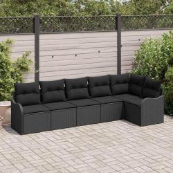 Ensemble de canap&eacute; de jardin Noir polyrotin