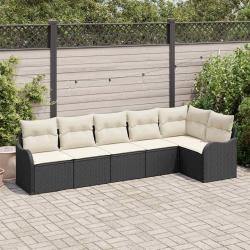 Ensemble de canap&eacute; de jardin Noir polyrotin