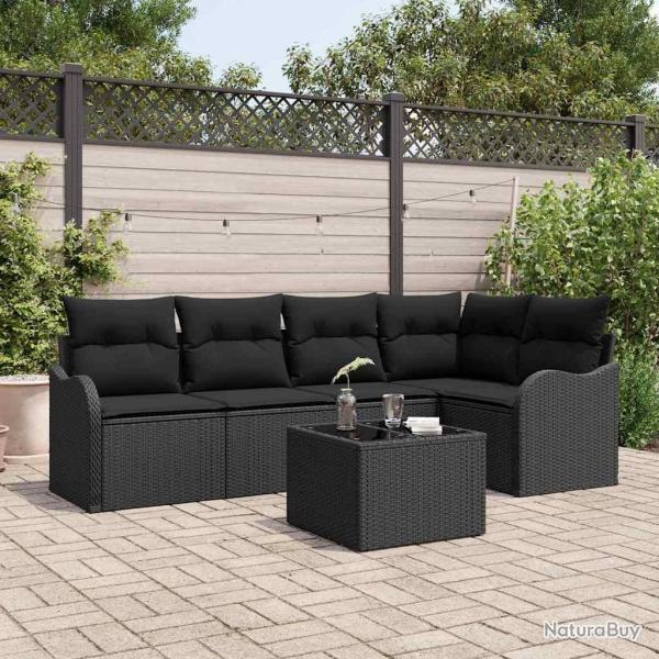 Ensemble de canap� de jardin Noir polyrotin