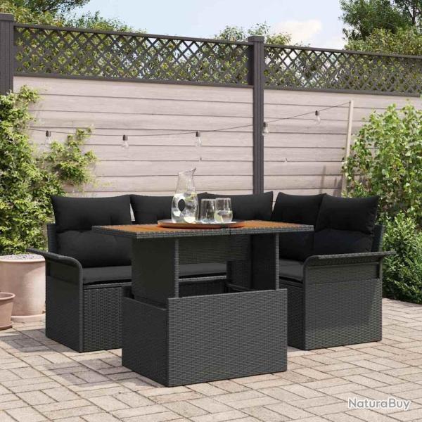 Ensemble de canap� de jardin avec coussin 5 pcs Noir