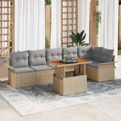 Ensemble de canap&eacute; de jardin 7 pcs Beige et Gris clair