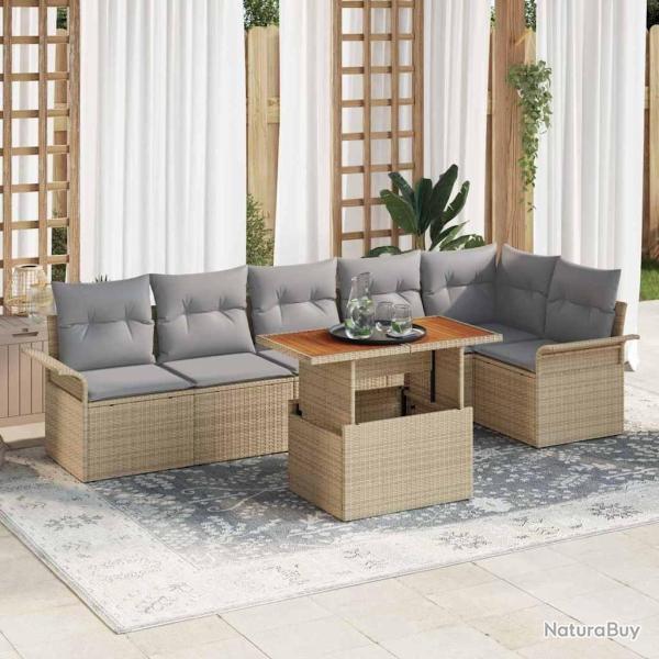 Ensemble de canap� de jardin 7 pcs Beige et Gris clair
