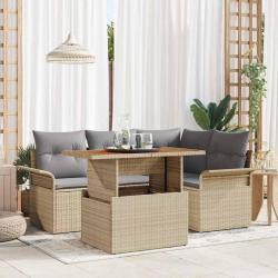 Ensemble de canap&eacute; de jardin 5 pcs beige et gris clair