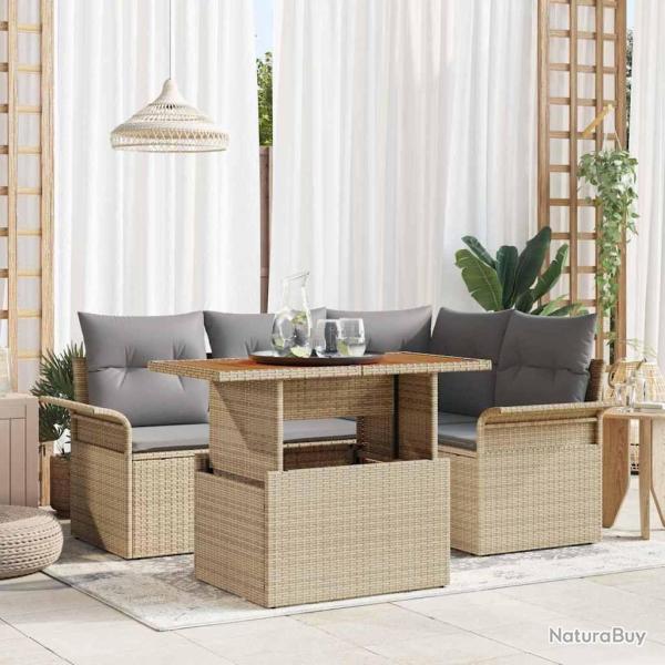 Ensemble de canap� de jardin 5 pcs beige et gris clair