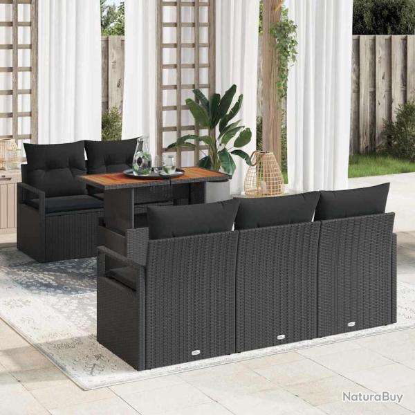 Ensemble de canap� de jardin avec coussin 6 pcs Noir