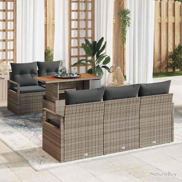 Ensemble de canap� de jardin avec coussin 6 pcs Gris