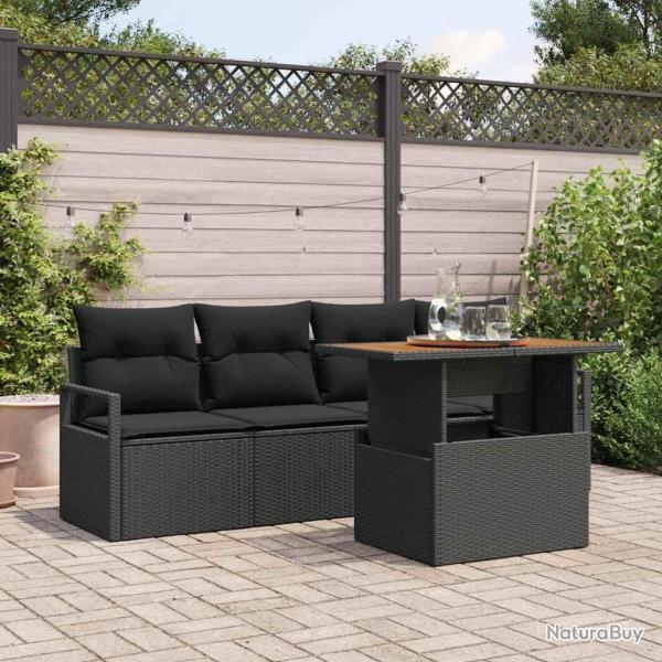 Ensemble de canap� de jardin avec coussin 5 pcs Noir