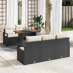 Ensemble de canap&eacute; de jardin avec coussin 6 pcs Noir et cr&egrave;me