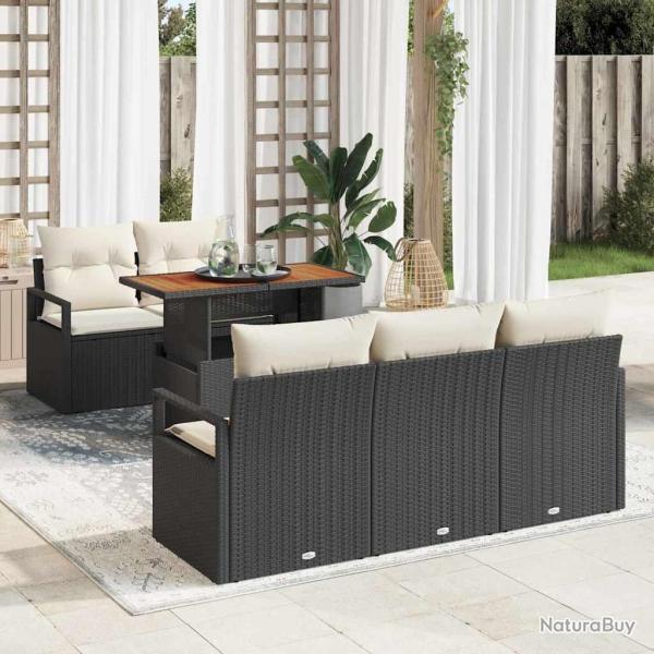 Ensemble de canap� de jardin avec coussin 6 pcs Noir et cr�me