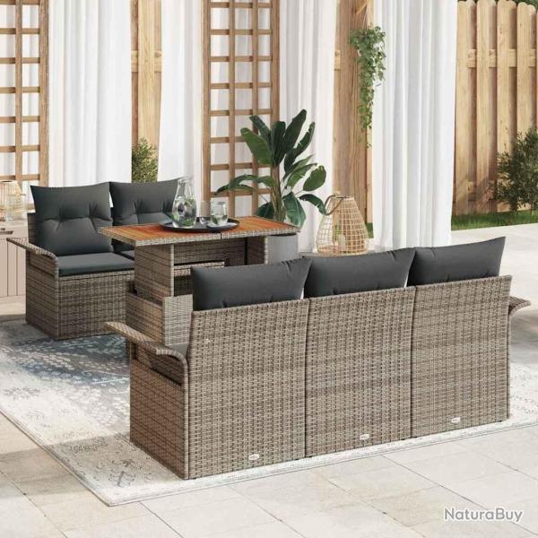Ensemble de canap� de jardin avec coussin 6 pcs Gris polyrotin