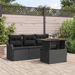 Ensemble de canap&eacute; de jardin avec coussin 5 pcs Noir polyrotin
