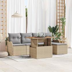 Ensemble de canap&eacute; de jardin 6 pcs Beige et Gris clair