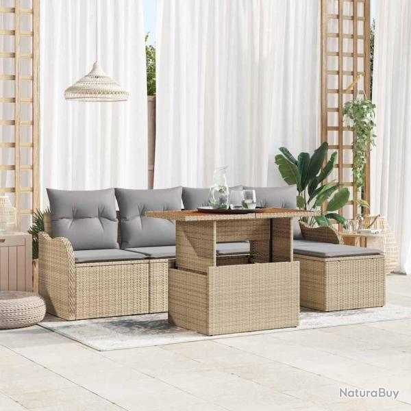 Ensemble de canap� de jardin 6 pcs Beige et Gris clair