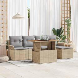 Ensemble de canap&eacute; de jardin 6 pcs beige et gris clair