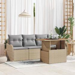 Ensemble de canap&eacute; de jardin 5 pcs Beige et Gris clair
