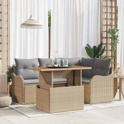 Ensemble de canap&eacute; de jardin 5 pcs Beige et Gris clair