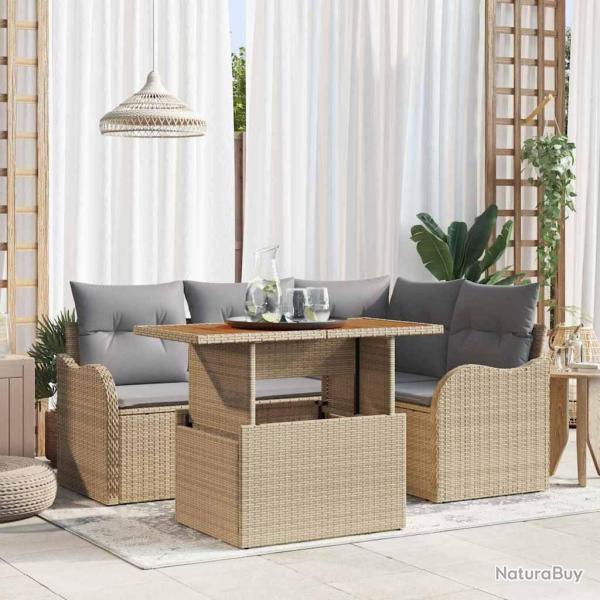 Ensemble de canap� de jardin 5 pcs Beige et Gris clair