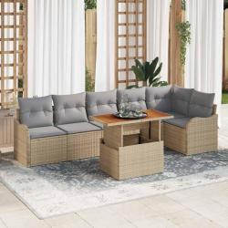 Ensemble de canap&eacute; de jardin 7 pcs beige et gris clair