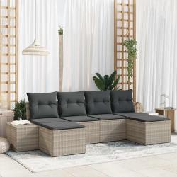 Ensemble de canap&eacute; de jardin 6 pcs Gris clair polyrotin