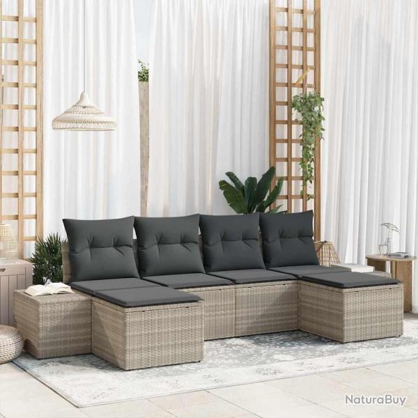 Ensemble de canap� de jardin 6 pcs Gris clair polyrotin