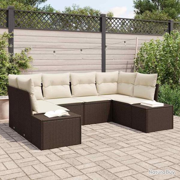 Ensemble de canap� de jardin 6 pcs Marron polyrotin